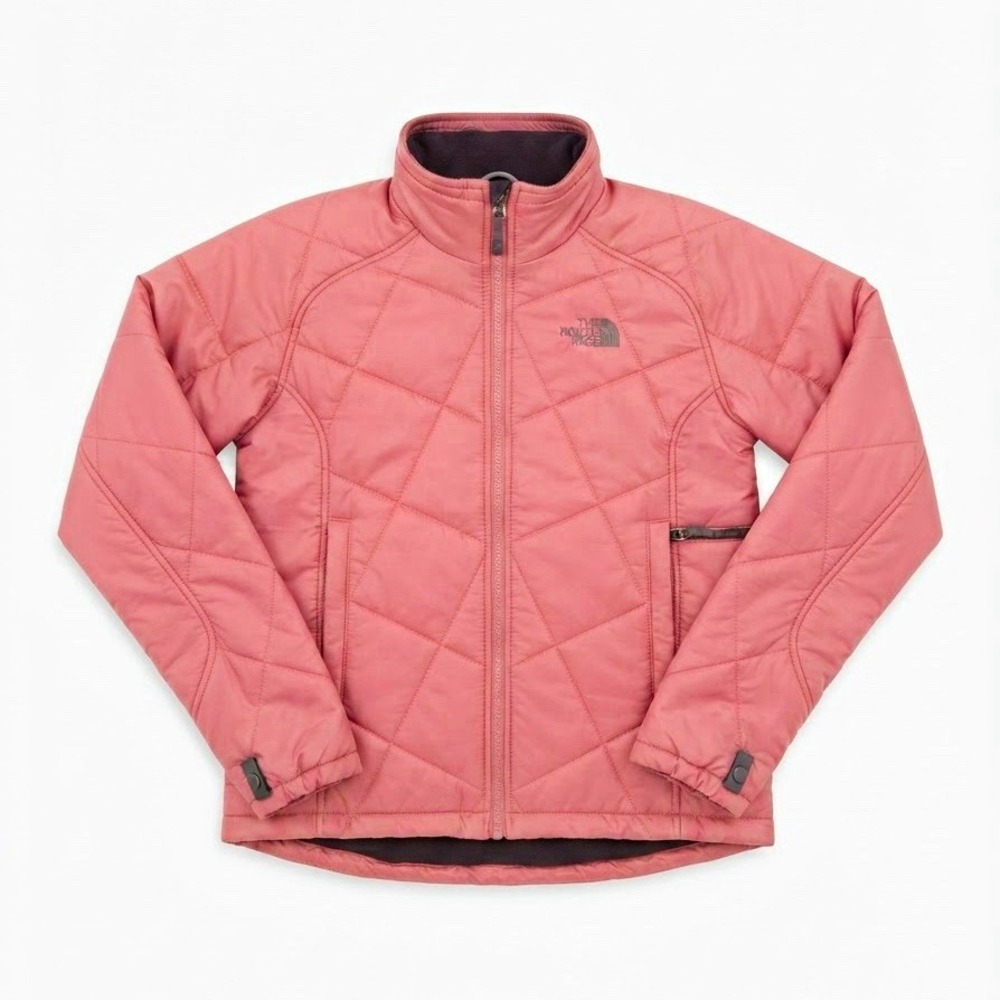The North Face Women's Pink Quilted Full Zip Jacket With Pockets Size M Short